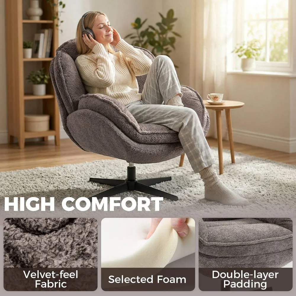 HOMCOM Accent Chair with 360° Swivel for Living Room in Grey 6