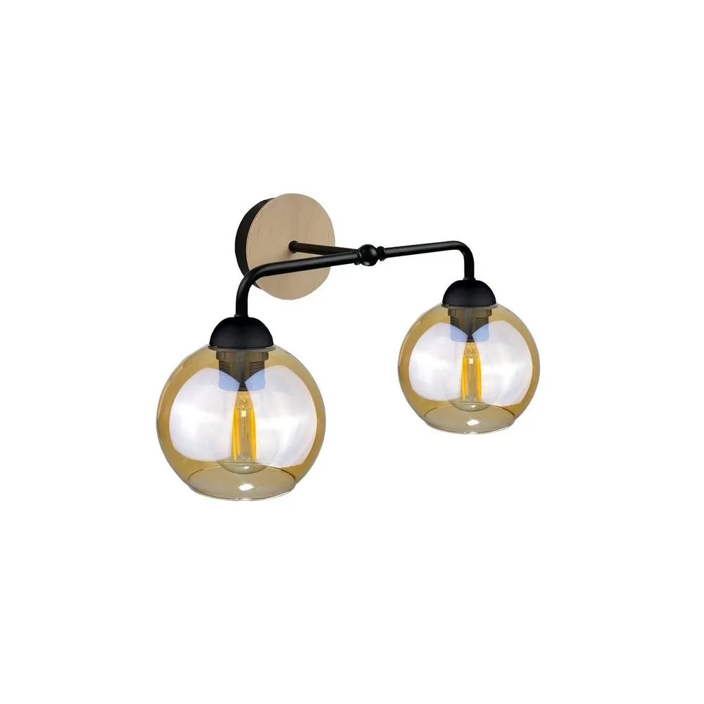 Netlighting Melle Wall Lamp Wood 23cm 2x E27 in Brown