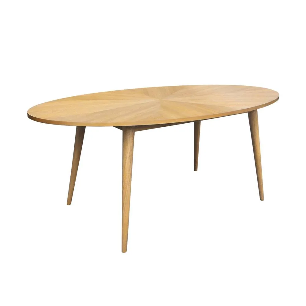 sweeek Oval dining table rubber wood & oak veneer 6 places in Beige 2