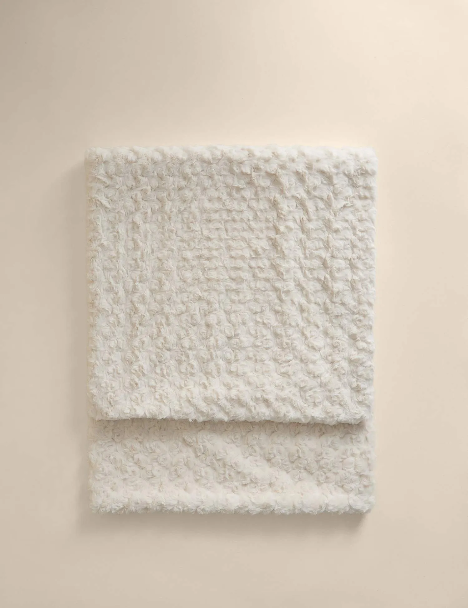 M&S Large Textured Faux Fur Throw Ivory