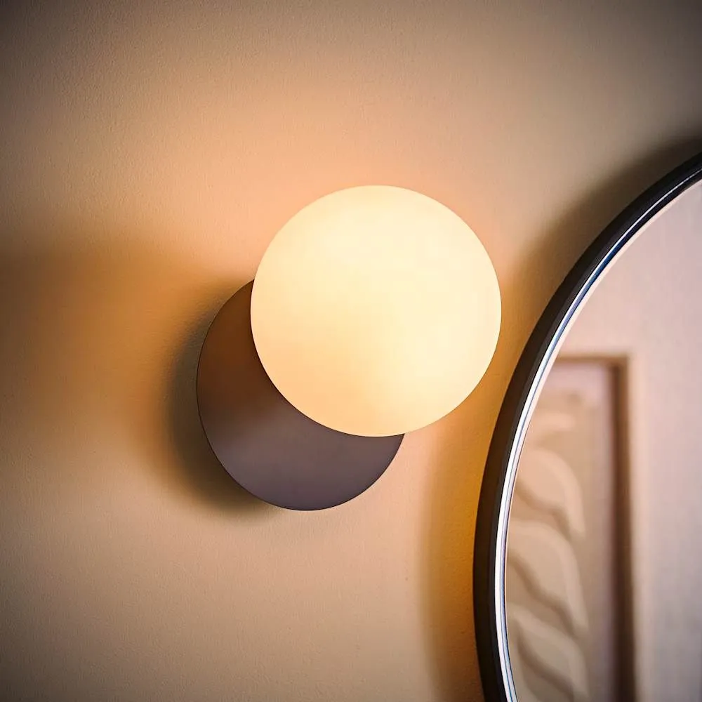 ValueLights Darla Pair of Frosted Globe IP44 Rated Bathroom Wall Lights with Bulbs in Dark Navy 2