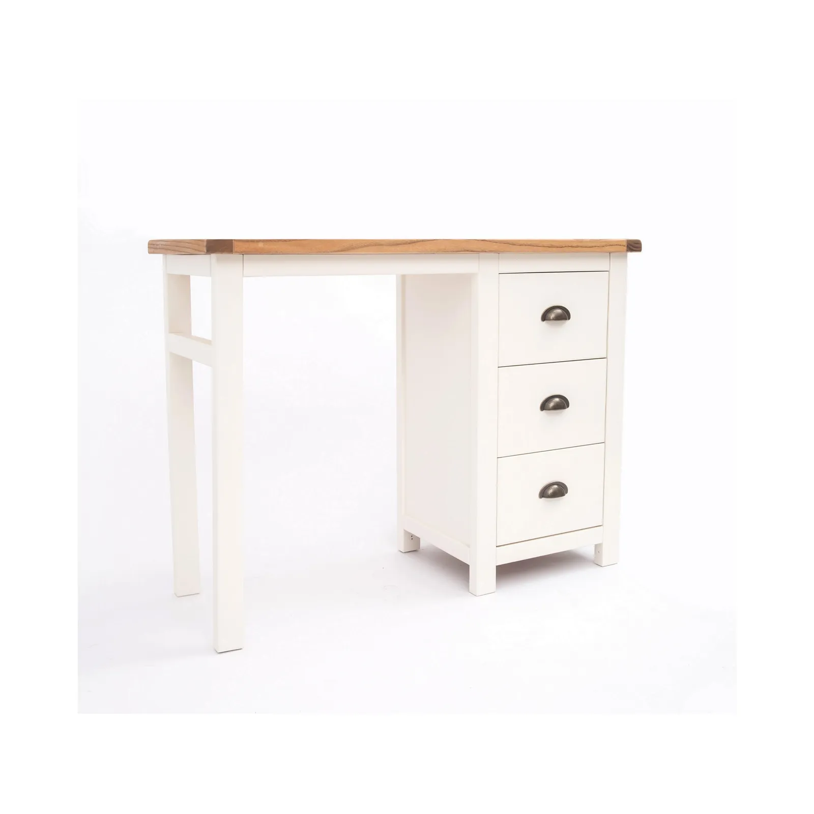 Cabinet Bits Lovere 3 Drawer Desk - Dressing Table Brass Cup Handle in Off-White 2
