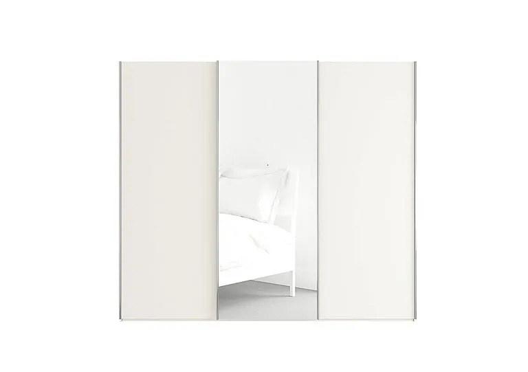 Oxford 3 Door Sliding 250 cm Wardrobe With Central Mirror - White