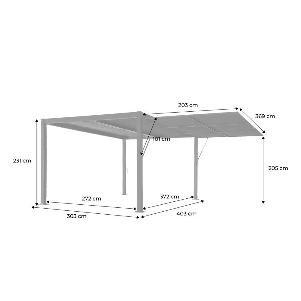 sweeek Louvered pergola 4x3m & 4m awning in Dark Grey 5