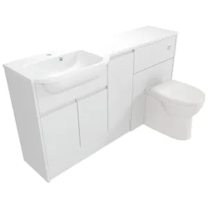 Deccado Clifton Bright White Left Hand 1500mm Fitted Vanity & Toilet Pan Unit Combination with Left Hand Basin 2