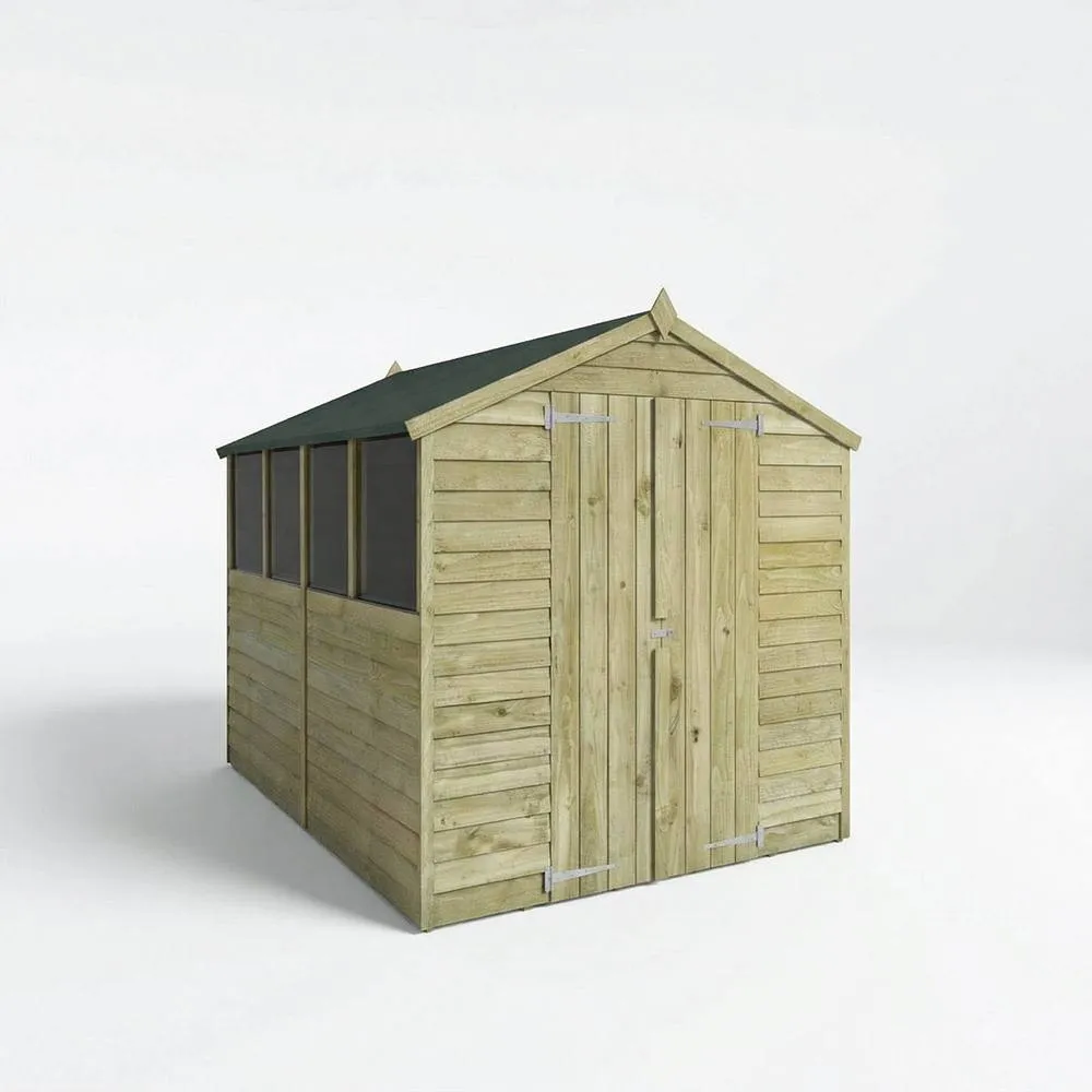 Mercia 8 x 6 Feet Double Door Overlap Apex Shed - L240.4 x W190.5 x H198.6 cm in Light Tan