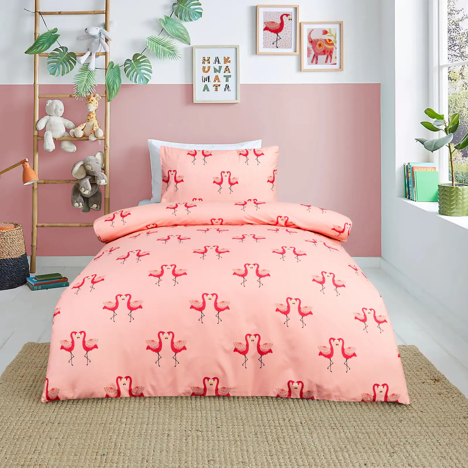 Smart Living Luxury Super Soft Reversible Fashion Flamingo Duvet Set & Pillowcases in Pink 2