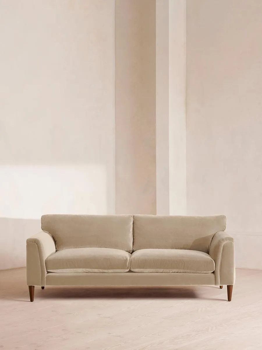 Reya Three Seater Sofa, Velvet, Oyster