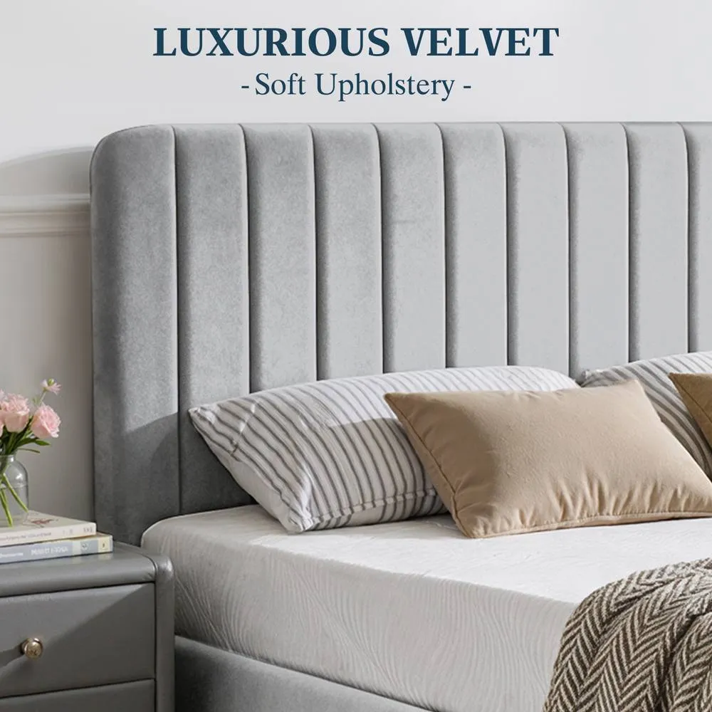 Comfy Living Ltd Brushed Velvet Fabric Gaslift Ottoman in Light Grey 5