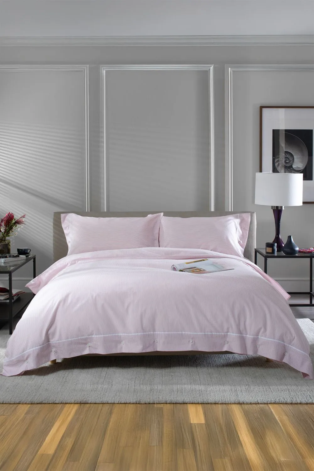The Lyndon Company Southport Rose 100% Cotton Cuffed Finish Duvet Cover Set