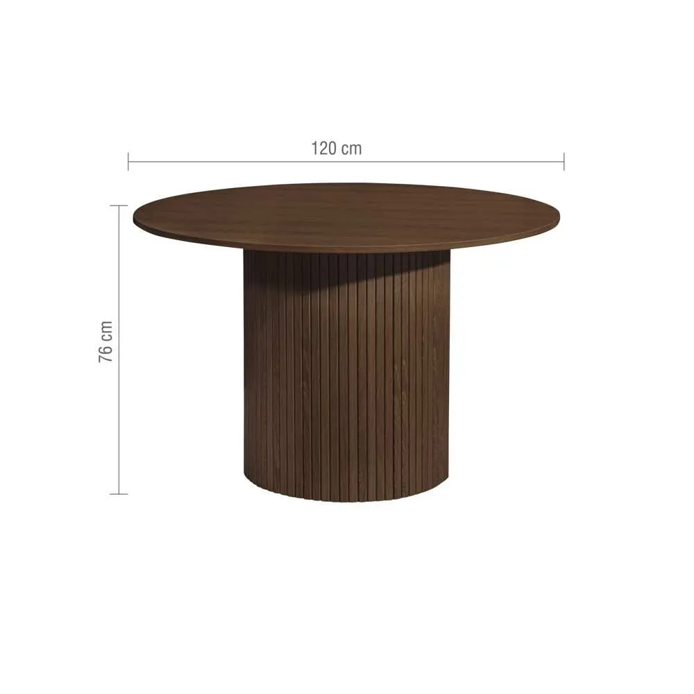 Birlea Axel Round Fluted Dining Table With 4 Chairs in Brown 5