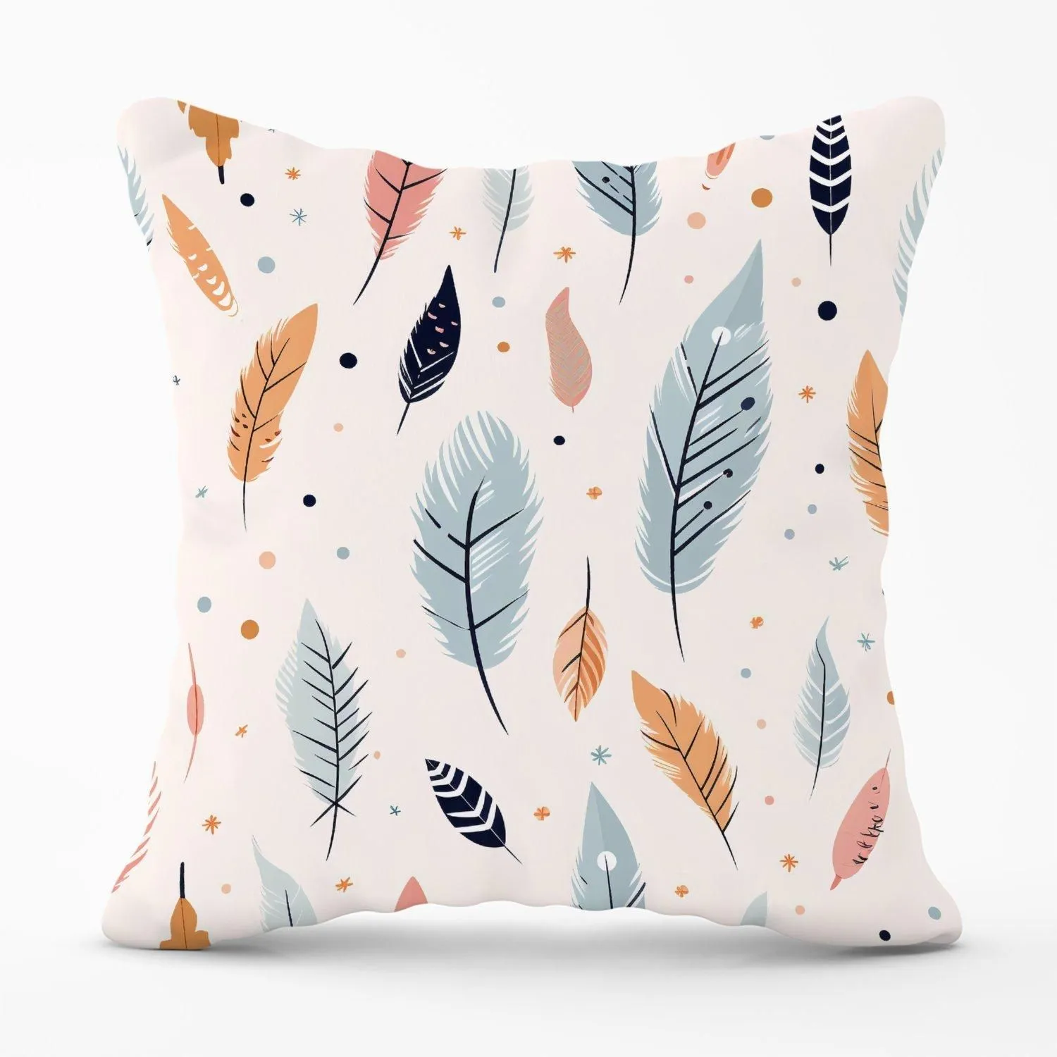 Warren Reed - Designer Pastel Feather Pattern Outdoor Cushion in Blue
