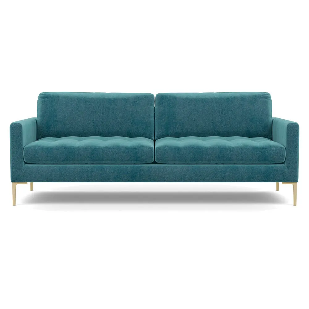Heal's Eton 4 Seater Sofa Smart Luxe Velvet Airforce Blue Brass Feet 1
