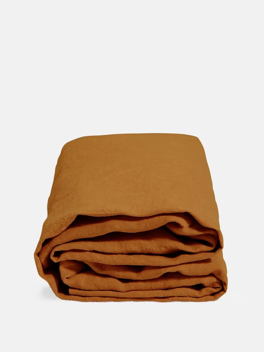 Luna Linen Fitted Sheet, Rust, Super King