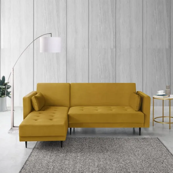Selma Velvet Corner Double Sofa Bed 1