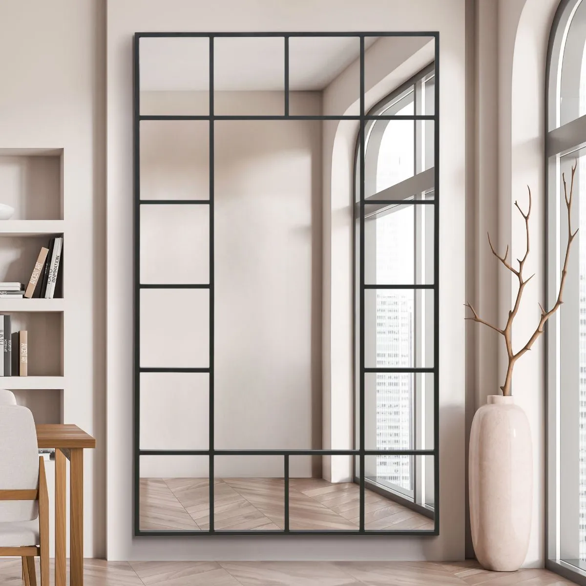 MirrorOutlet Black Modern Wall & Leaner Mirror 79" X 47" (200 x 120CM) 6