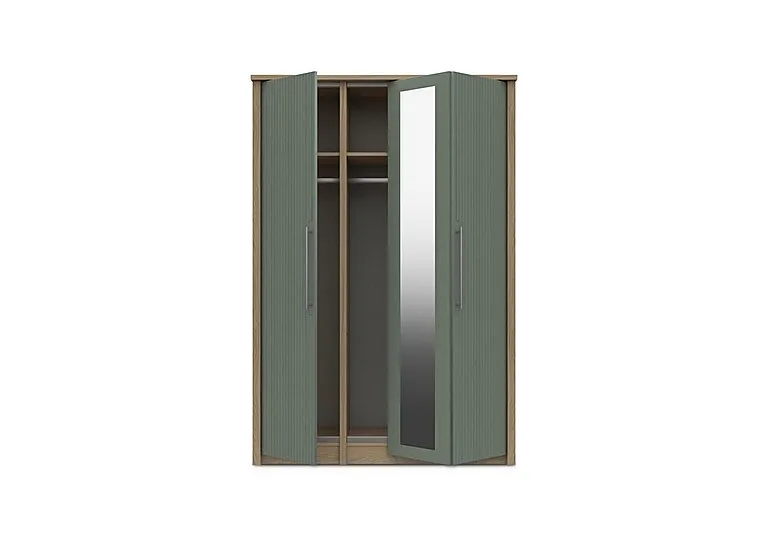 Chelsea 3 Door Bifold Wardrobe with Mirror Door and Silver Handles
