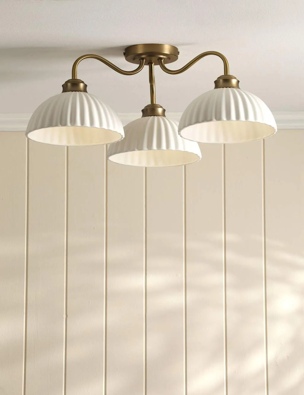 Laura Ashley Durford 3 Light Semi Flush Ceiling Light Antique Brass