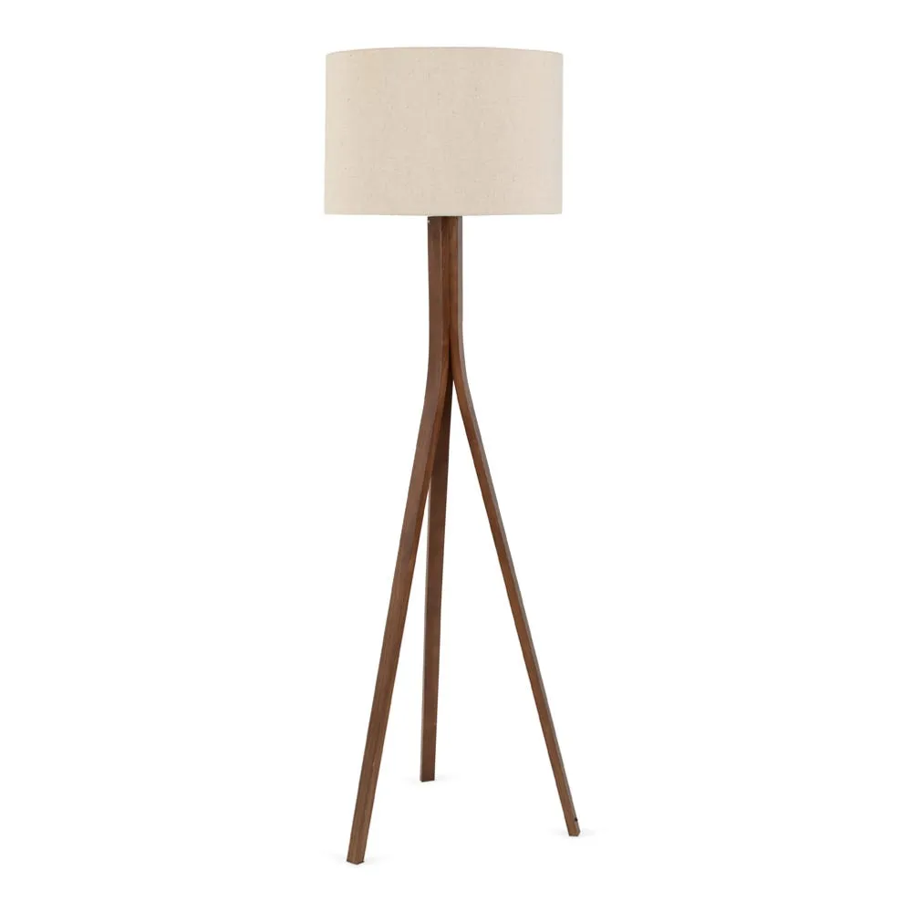 Heal's Baxter Wooden Floor Lamp with Shade Dark Wood 2