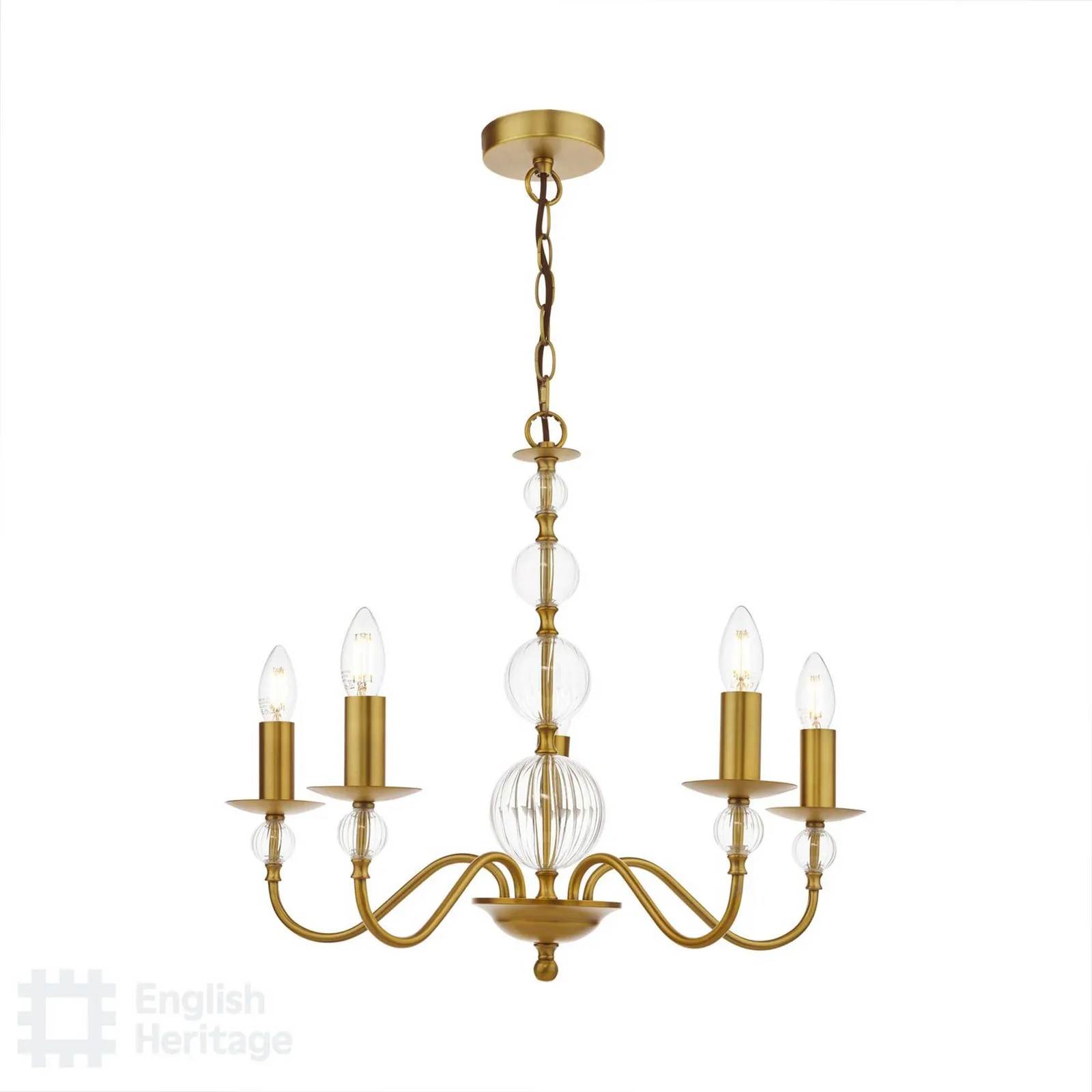 Wrest Park 5 Light Pendant, Gold Metal | Barker & Stonehouse