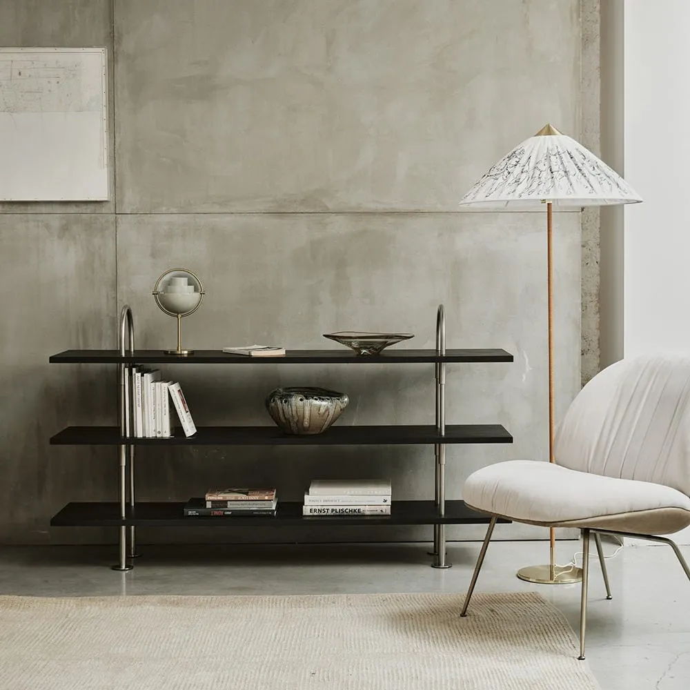 Gubi Keen Shelving 3 Shelves Black Brass Smoked Tempered Glass 160cm 4