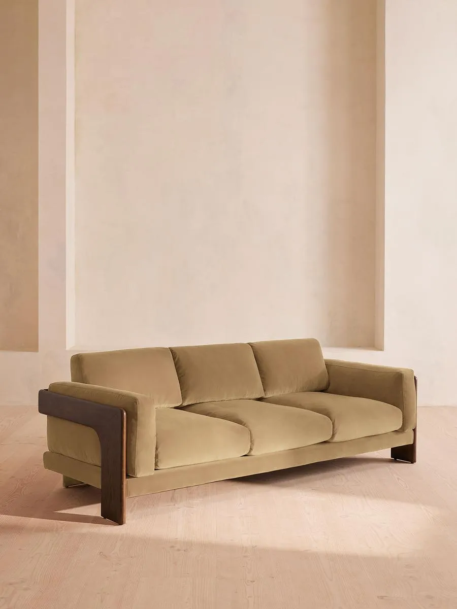 Marcia Three Seater Sofa, Velvet, Camel