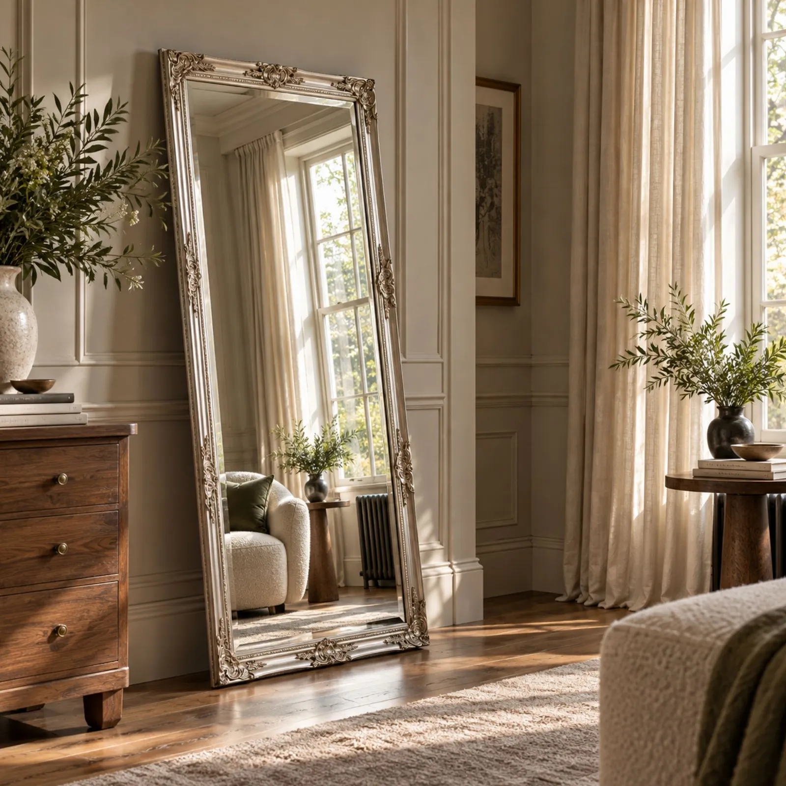 Yearn Mirrors Decorative Silver full length Mirror 74x163cm in Metallic Silver 3