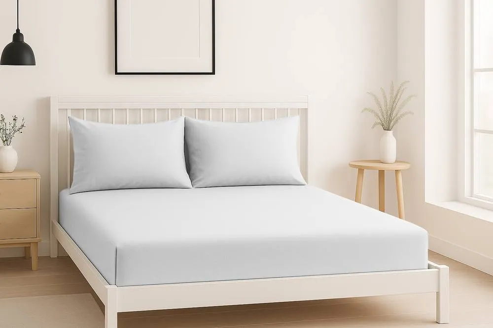 Snug City Luxury 200TC Soft Touch Fitted Sheet Bed Linen 40cm Extra Deep Skirt in White