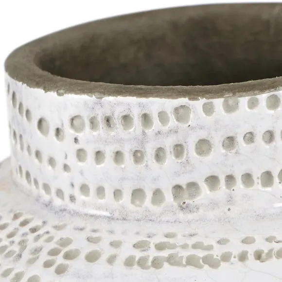 Pacific Alina White Dot Design Small Stoneware Vase, White 3