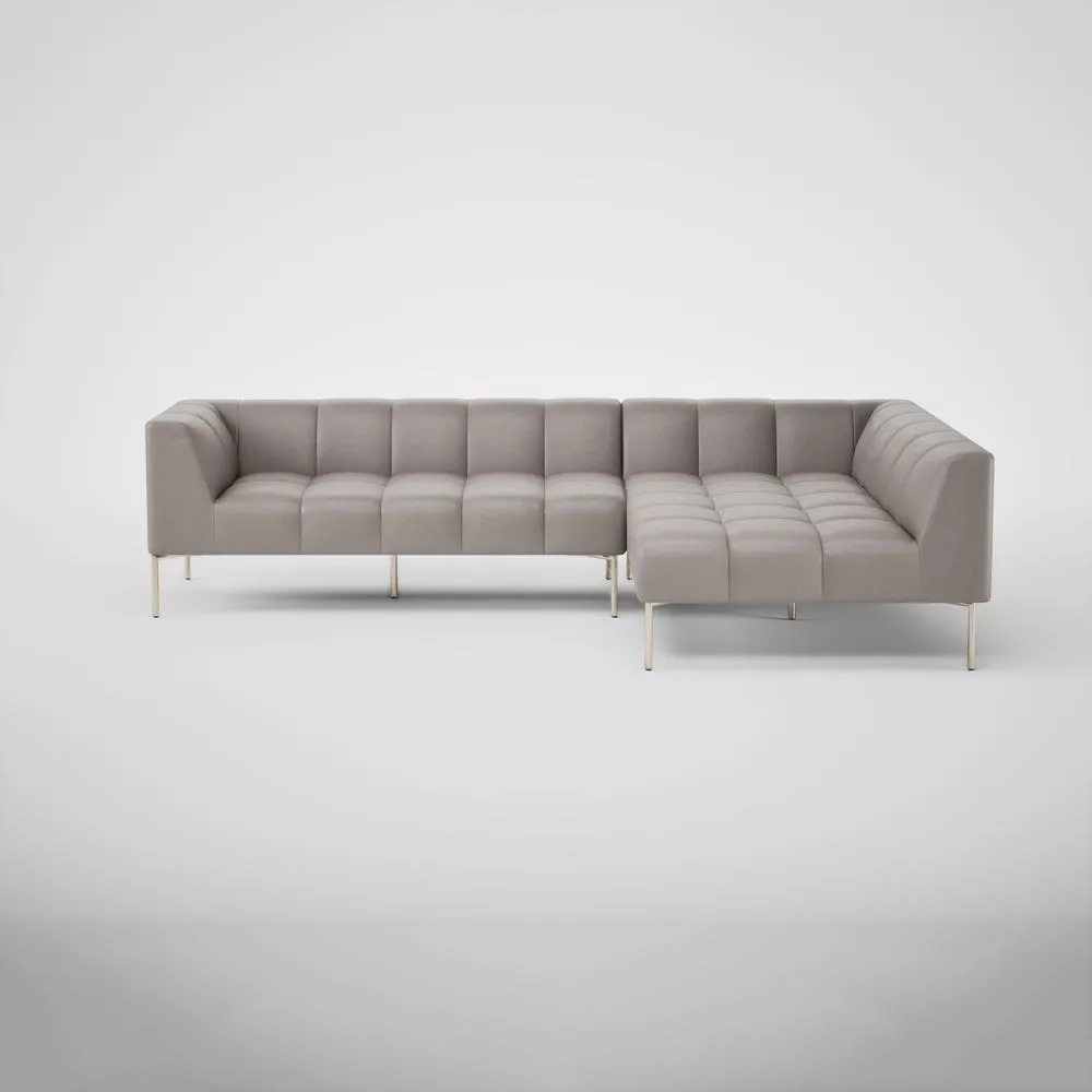 Heal's Quadro Right Hand Facing Chase Sofa Daino Leather Elephant Grey Stainless Steel Feet 2