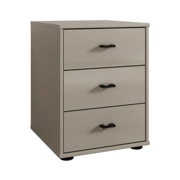 Wiemann Kahla Glass Fronted 3 Drawer Bedside Table 3
