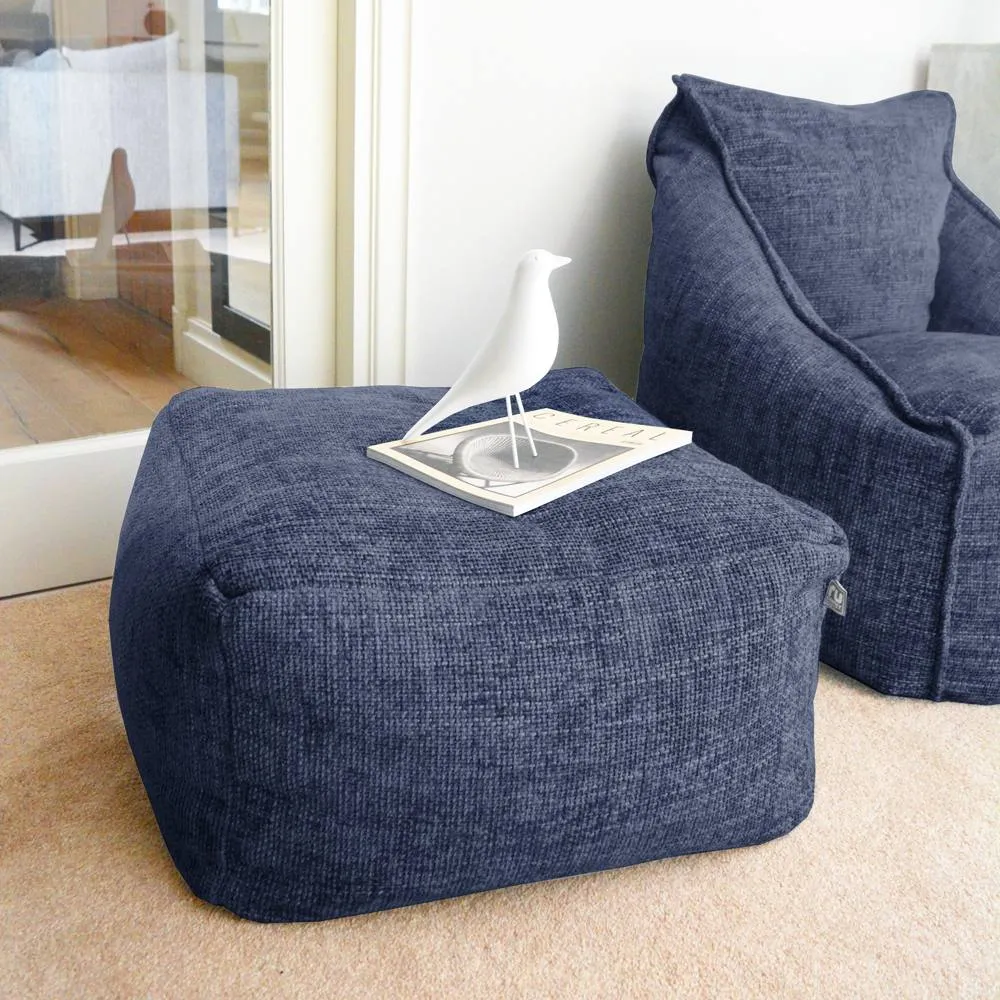 rucomfy Beanbags rucomfy Indoor Bean Bag Ottoman - Weave Pouffe Footstool in Dark Blue