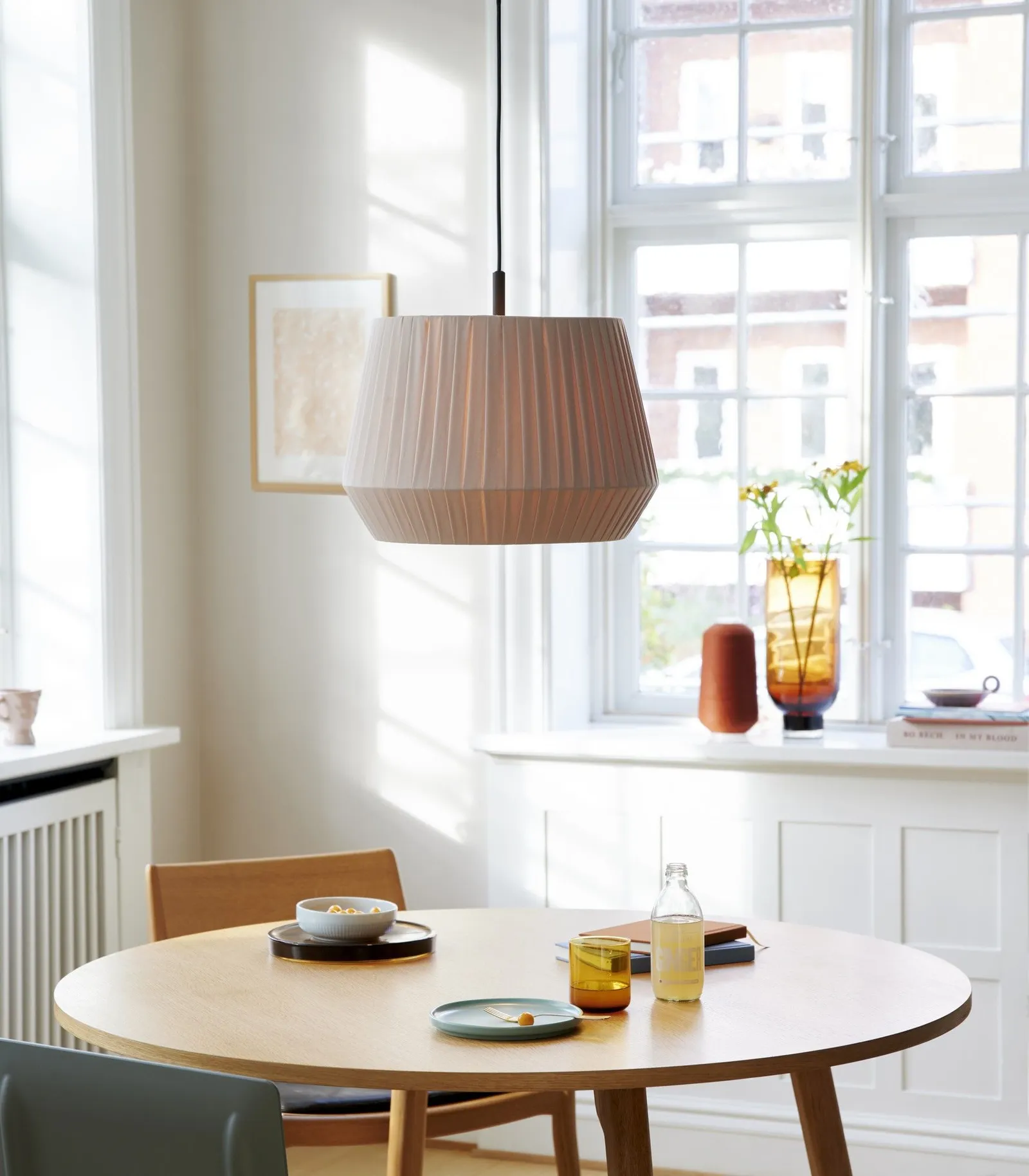 Nordlux Dicte Pendant Light Beige Textile Dining Room E27 Mains 40cm 5