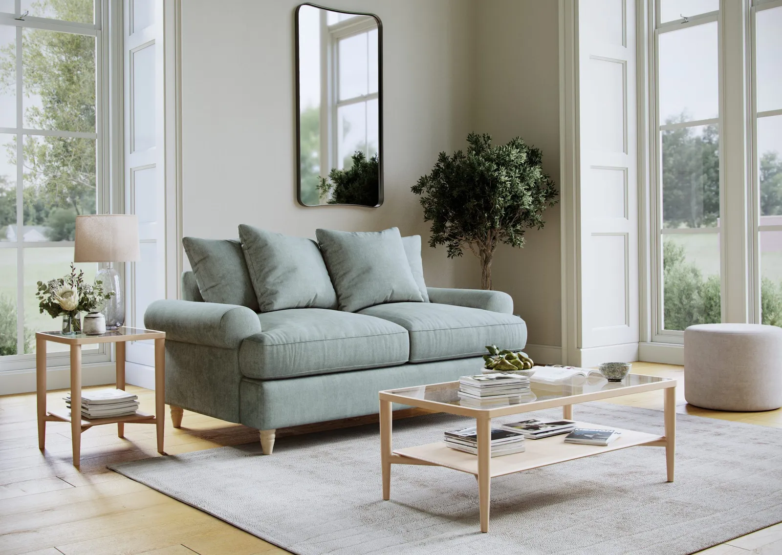 The Great Sofa Company Beatrice Sofa Bed Faro Aqua in Blue 2