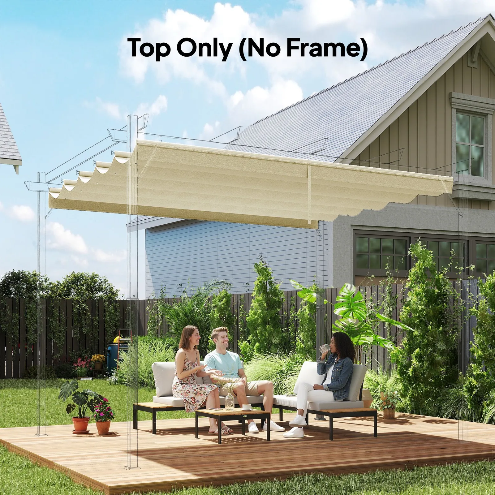 OUTSUNNY 2.55x2.5 m Pergola Cover Replacement for 3x3 m Frame in Cream
