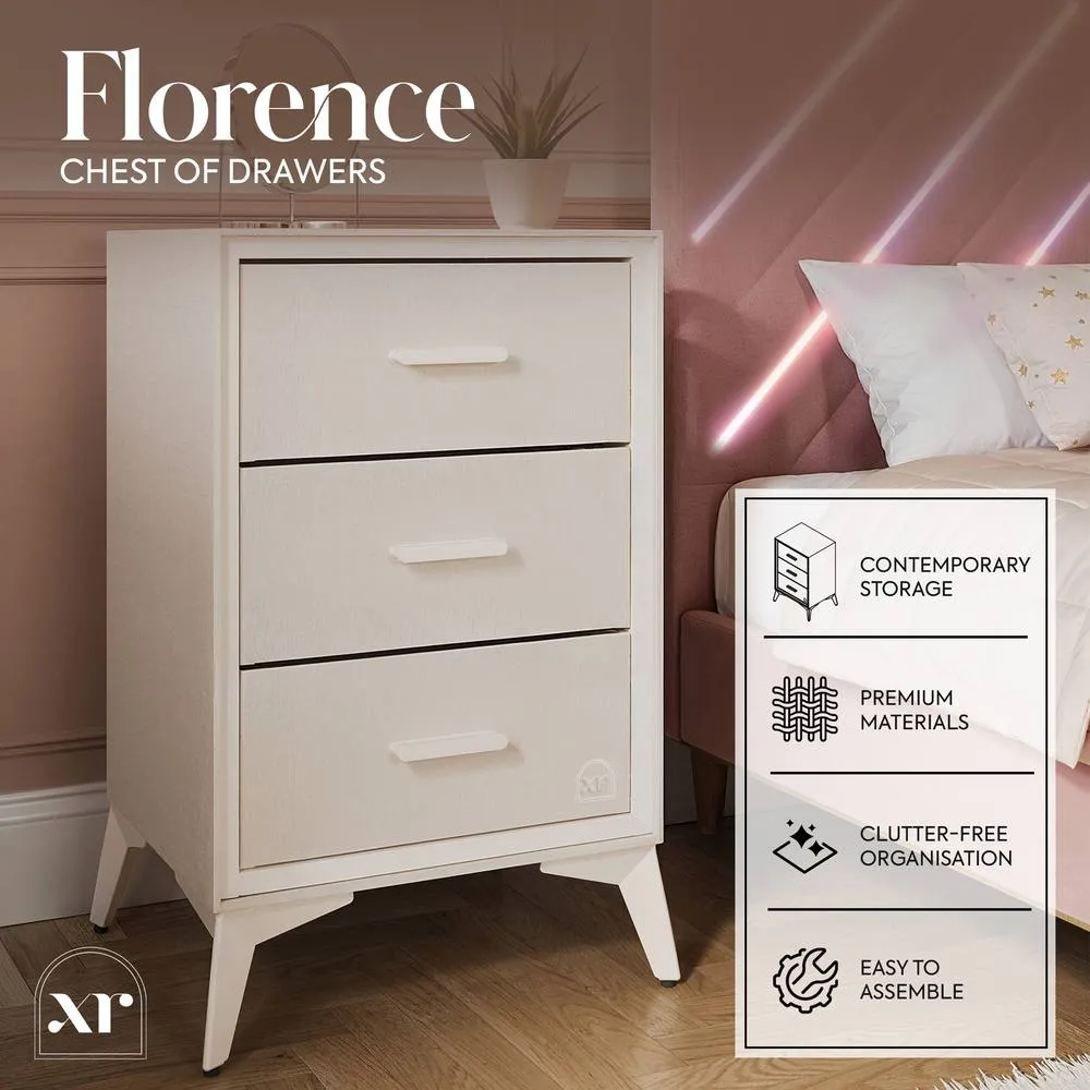 X Rocker Florence Canvas Chest of 3 Drawers in Beige 2