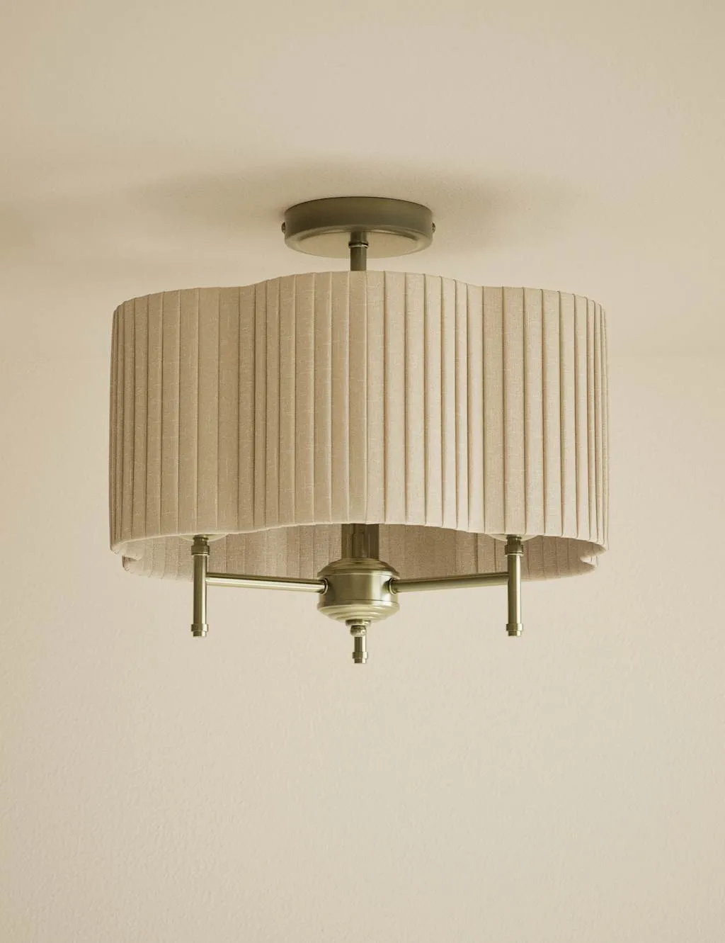 M&S Scallop Pleated Flush Ceiling Light Antique Brass