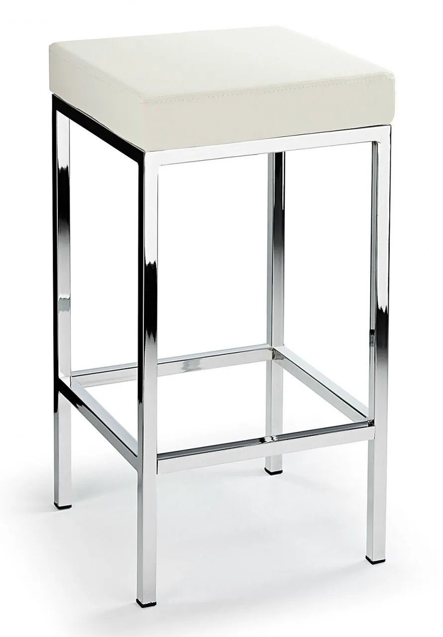 netfurniture Ernest Kitchen Breakfast Bar Stool Chrome Frame Fixed Height - White