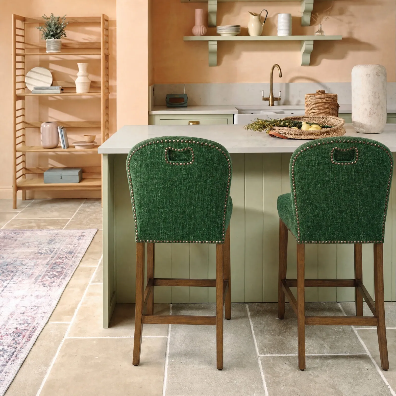 Gable Counter Stool, Green Fabric | Barker & Stonehouse 2