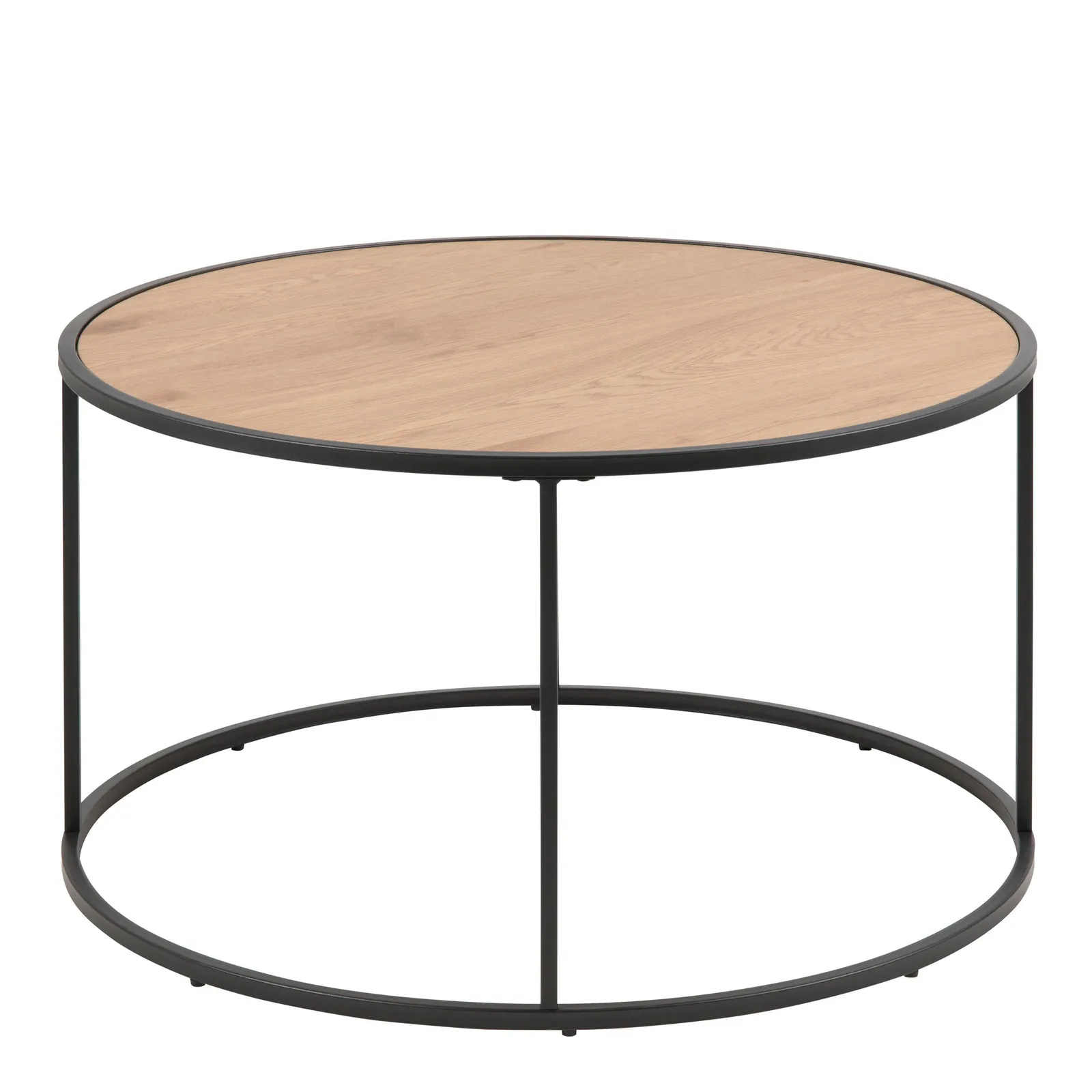 Furniture To Go Seaford Black Metal Round Coffee Table with Oak Top