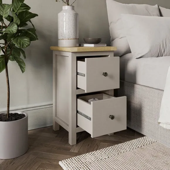 Olney Slim 2 Drawer Bedside Table 2