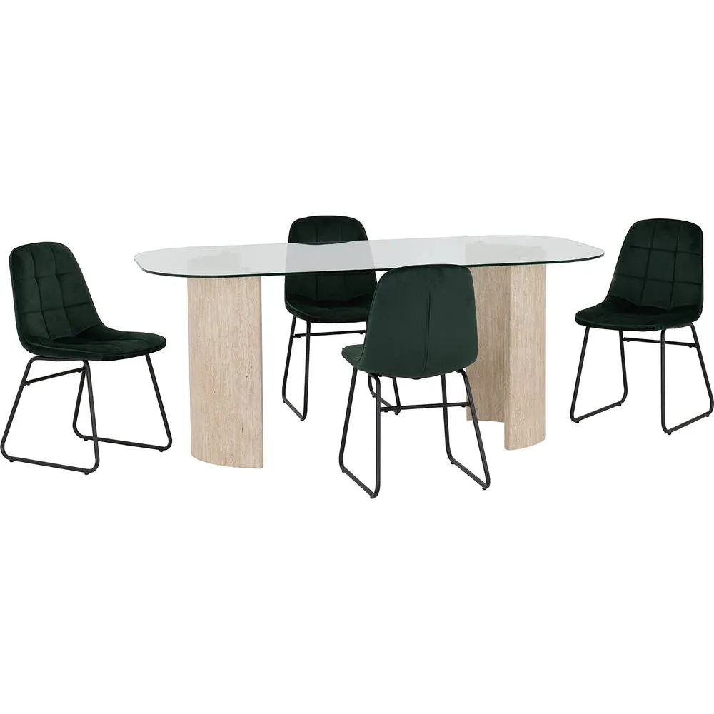 Seconique Modena Dining Set with Lukas Chairs in Green 2