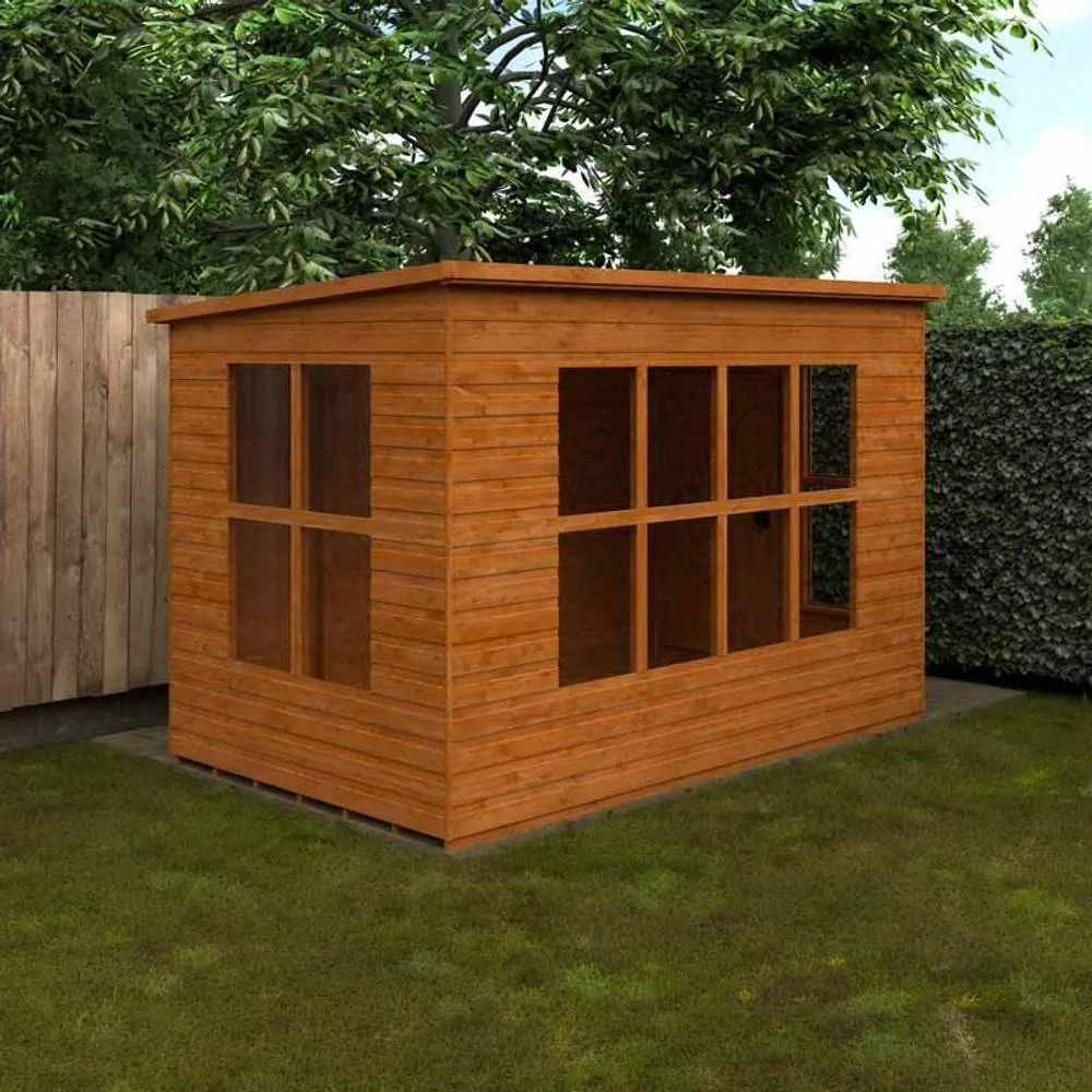 Buttercup Farm 10 x 6 Feet Penthouse 12mm Shed - Solid Wood/Softwood/Pine in Burnt Orange 2