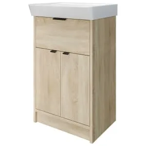 Wickes Nova Davos Oak Freestanding Vanity Unit & Easton Basin - 835 x 600mm