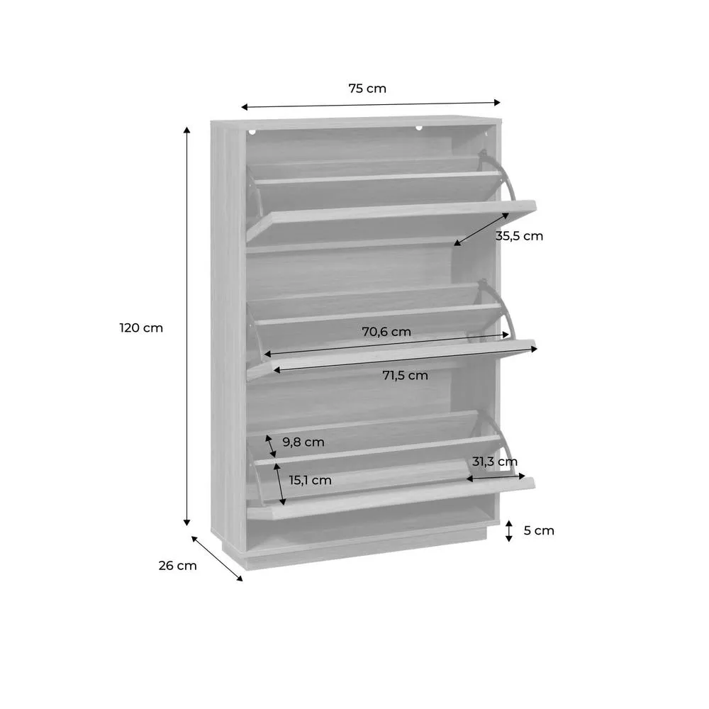 sweeek Shoe cabinet with 3 flip drawers wood decor in Dark Brown 5