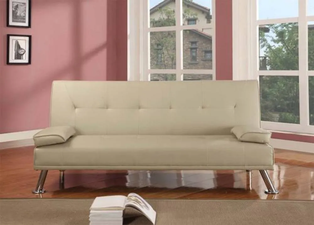 Comfy Living Ltd Italian Style Faux Leather Sofa Bed in Cream