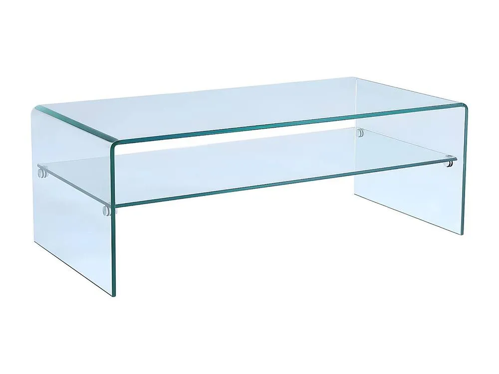 Vente-unique Tempered Glass Coffee Table - Double Tray - STILEOS in Clear 5