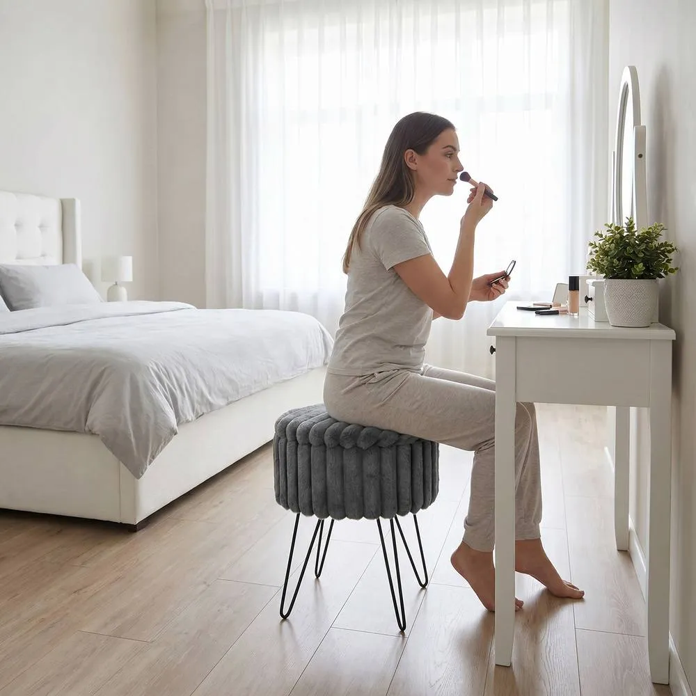 GAVENO CAVAILIA Ribbed Hairpin Storage Stool in Charcoal 5