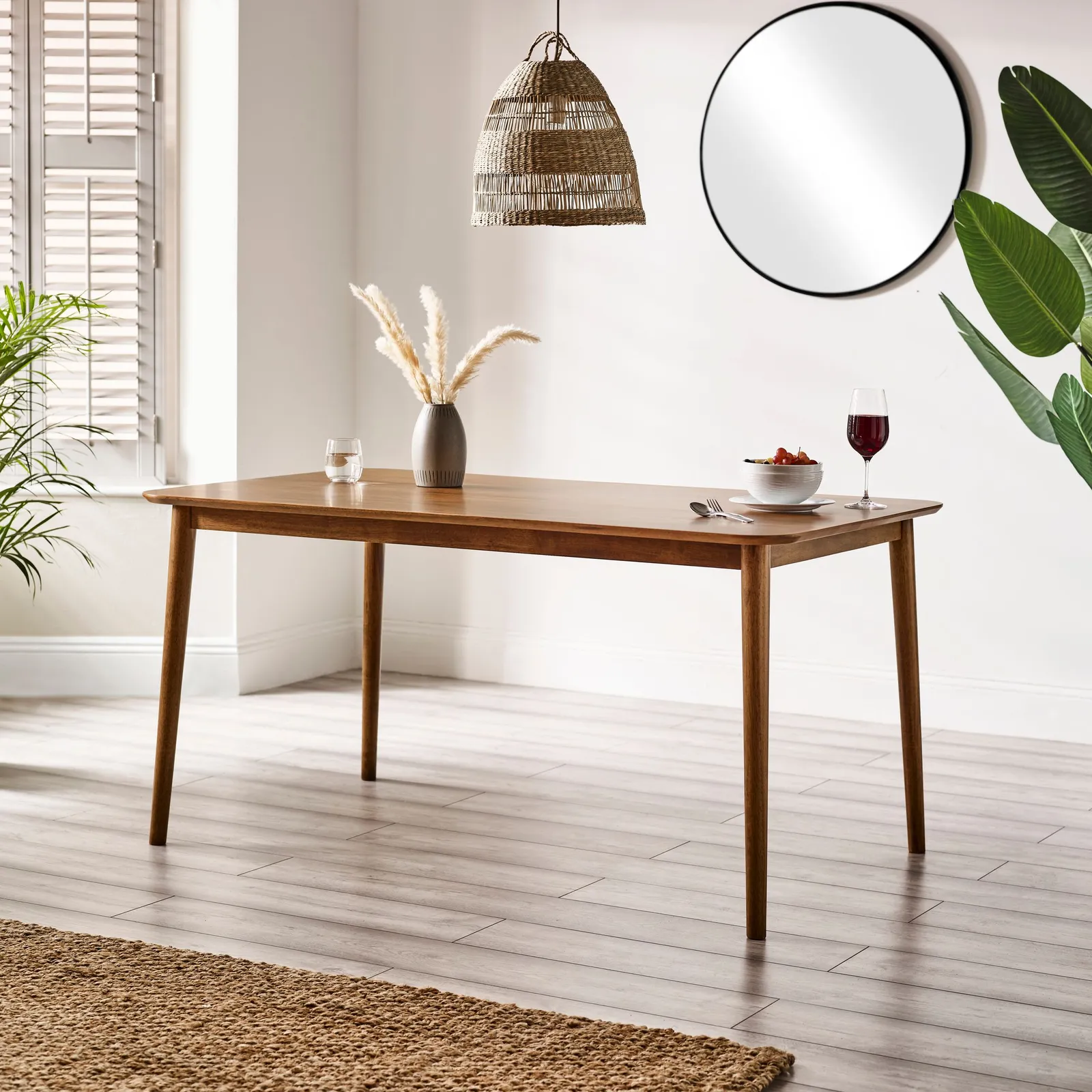 FurnitureboxUK Lynton 6 Seat Large Rustic Solid Wood Dining Table in Walnut 2