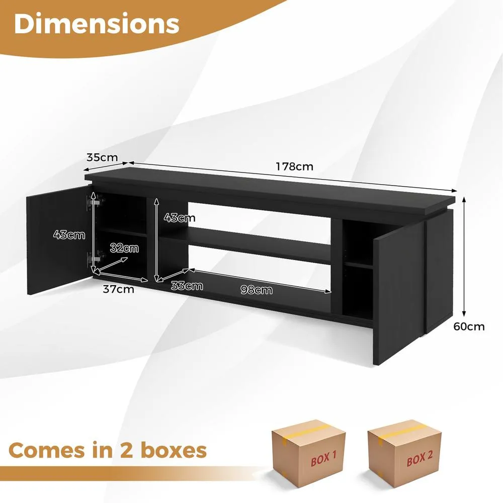 Costway TV Cabinet for TVs up to 80" 178CM Media Console Table-Black in Black 6